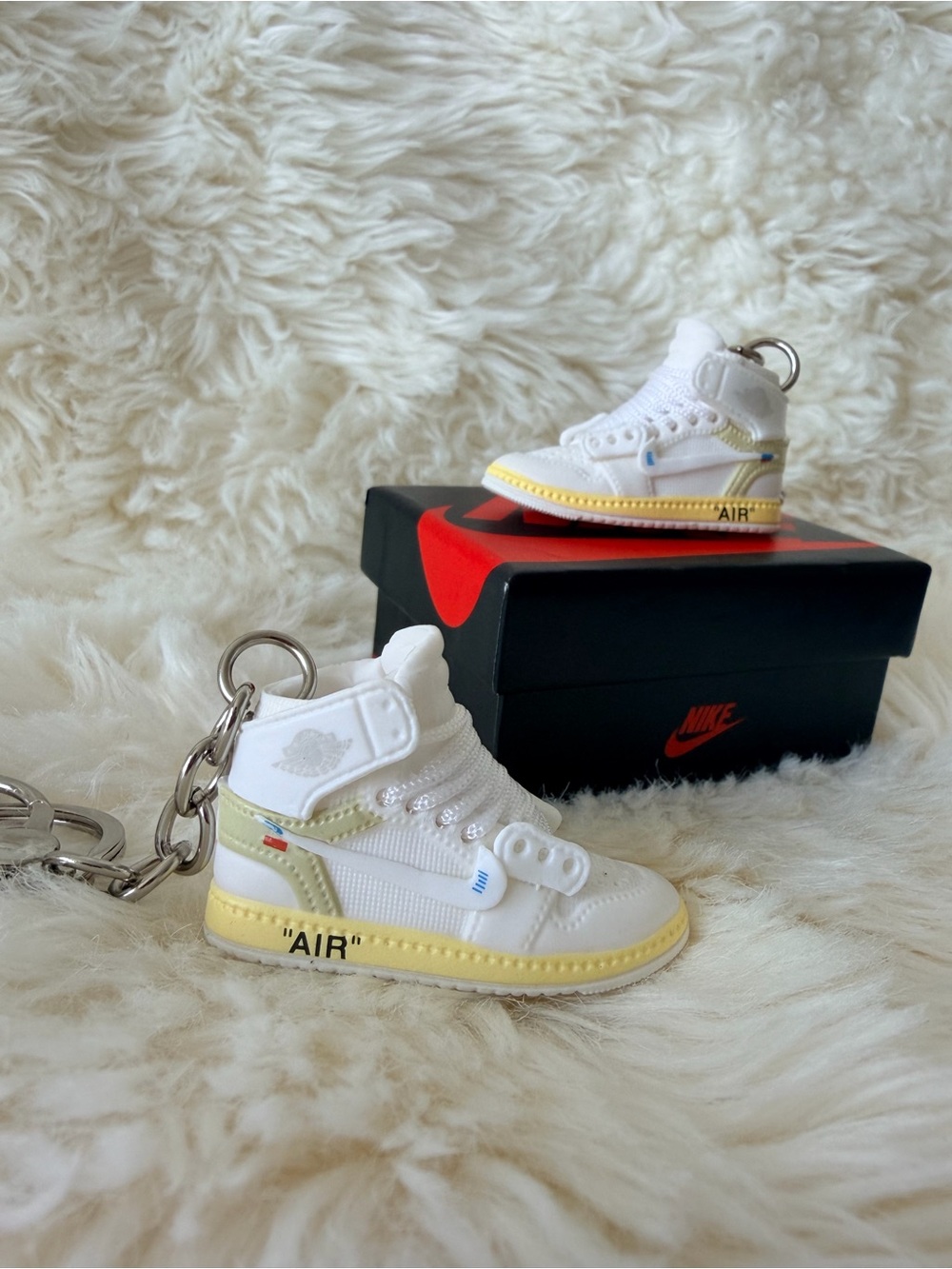 Nike Air Jordan 1 High Off White & Yellow Mini Sneaker Keychains